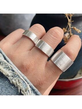 Middle Width Style 8mm Brushed Sterling 925 Silver Wrapped Band Boho Ring #1231